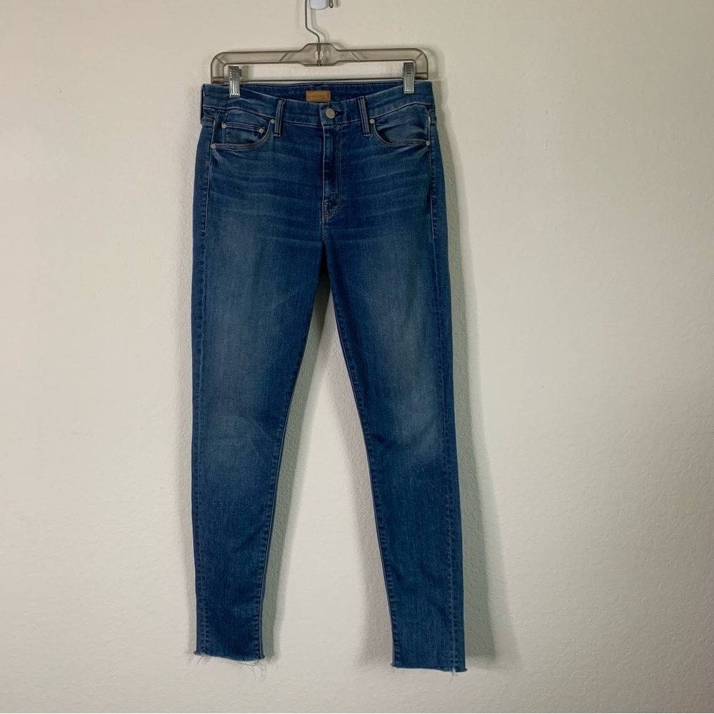 Mother Womens blue looker ankle gray birds of paradise jeans 30